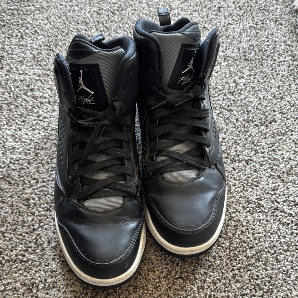 Jordan Black Leather High-Top Sneakers